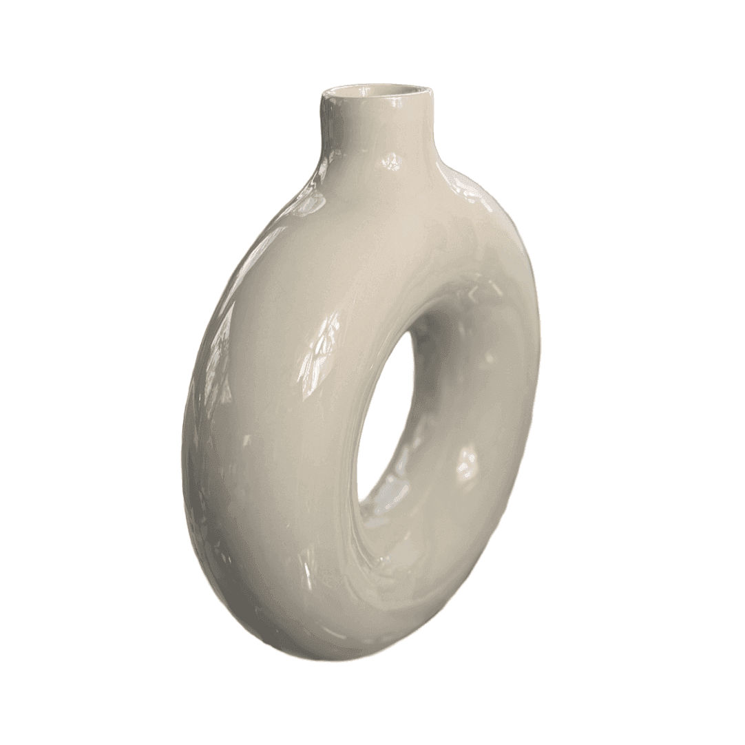 Cirkel Vaas handgemaakt porselein 30x30x10cm Wit VXhome Bloemenvaas